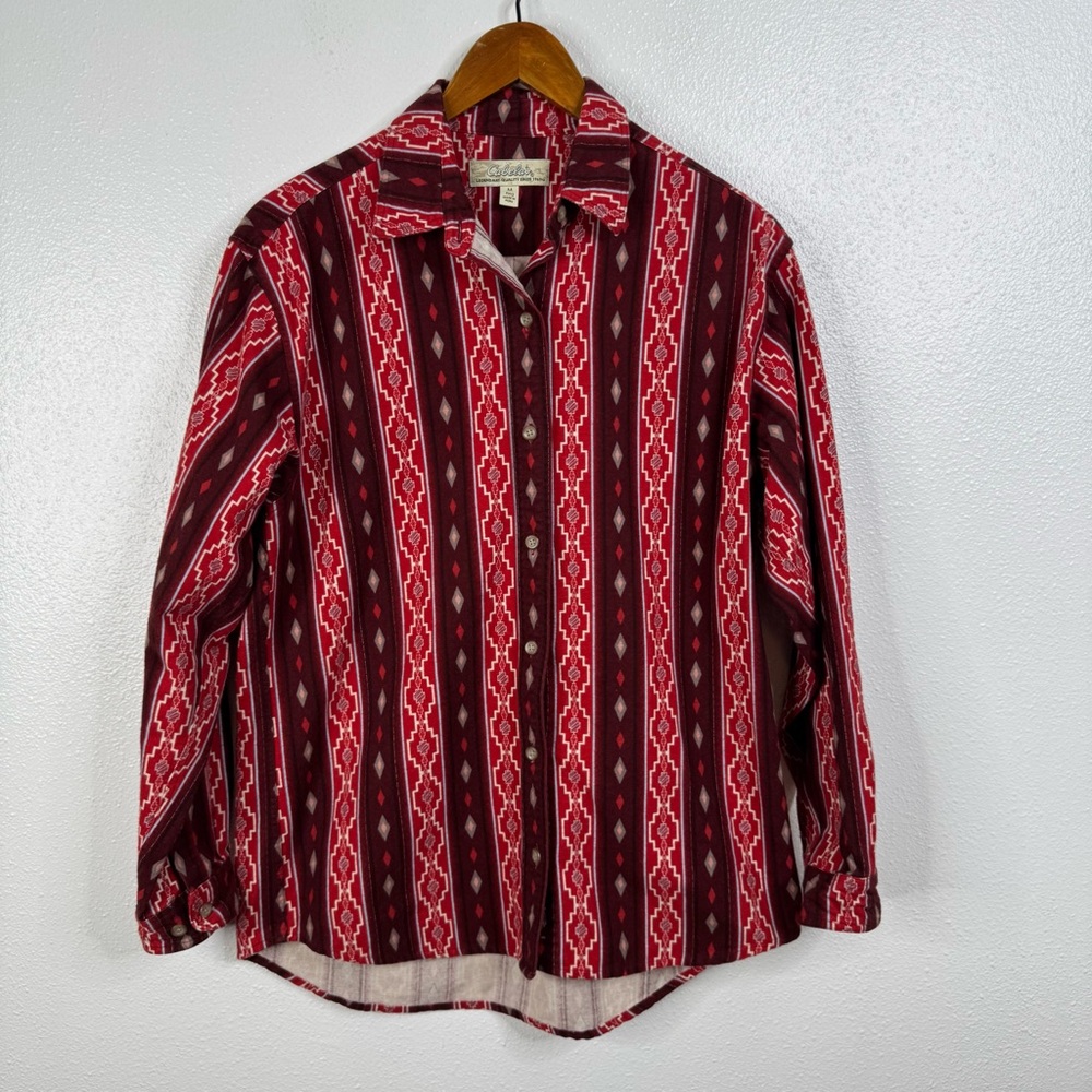 Vintage Cabela's Southwestern Aztec Print Flannel Shirt Size Medium